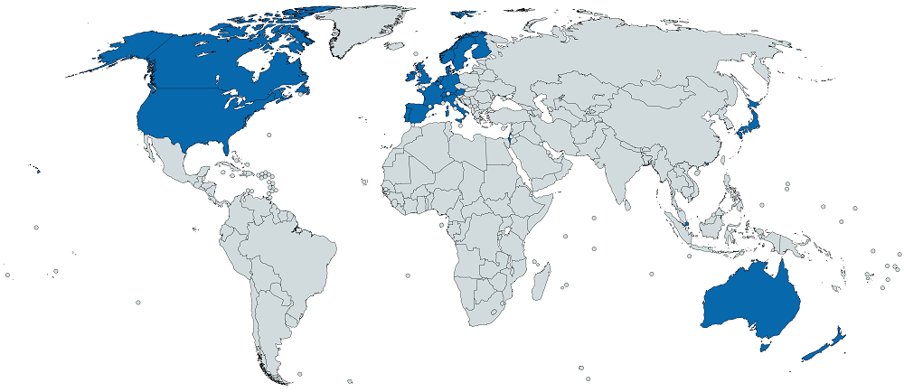 MSCI World Index - mapa zemi
